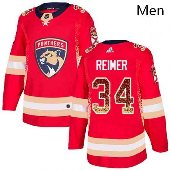 Mens Adidas Florida Panthers 34 James Reimer Authentic Red Drift Fashion NHL Jersey
